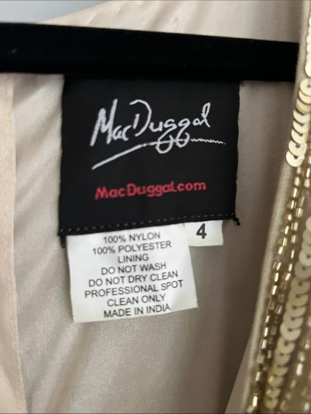 Mac Duggal Style 4977 NWT Taupe Gold Sequin Gown Size 4 Long Sleeve Formal Dress - Picture 5 of 16